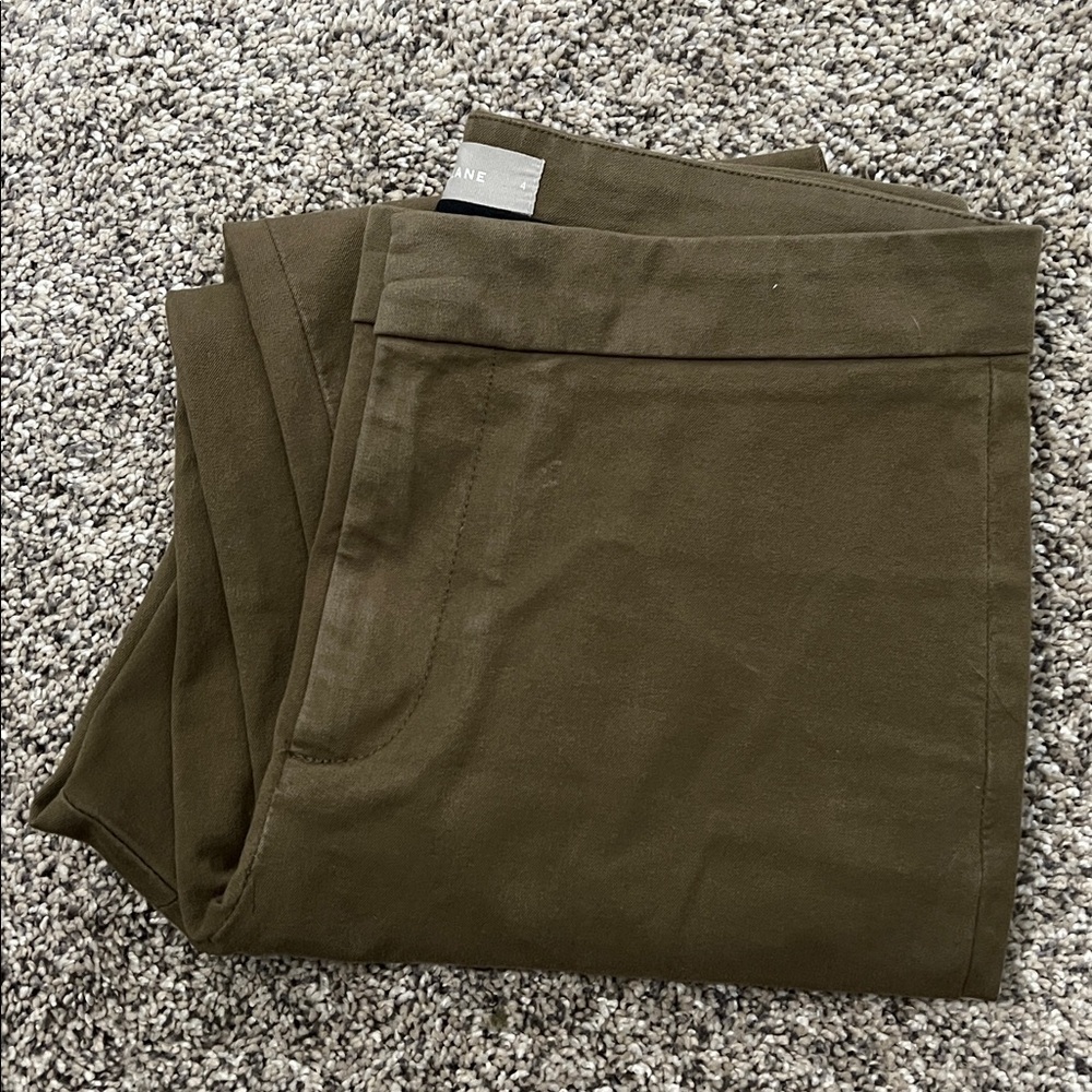 Everlane Fixed Waist Stretch Cotton Pant Size 4 - Olive Green